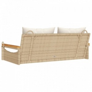 Bézs polyrattan hintapad párnákkal 109 x 62 x 40 cm