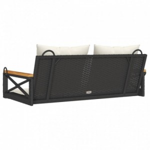 Fekete polyrattan hintapad párnákkal 109 x 62 x 40 cm