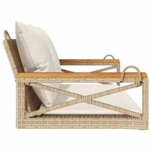 Bézs polyrattan hintapad párnákkal 109 x 62 x 40 cm