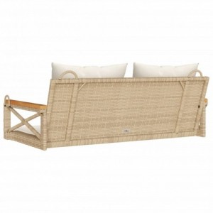 Bézs polyrattan hintapad párnákkal 109 x 62 x 40 cm