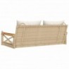 Bézs polyrattan hintapad párnákkal 109 x 62 x 40 cm