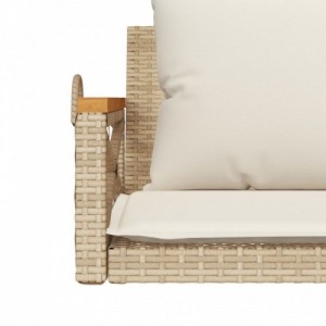 Bézs polyrattan hintapad párnákkal 109 x 62 x 40 cm