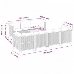 8 részes szürke polyrattan kerti ülőgarnitúra párnákkal