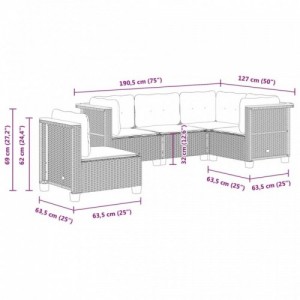 5 részes szürke polyrattan kerti ülőgarnitúra párnákkal