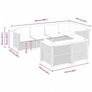 7 részes szürke polyrattan kerti ülőgarnitúra párnákkal