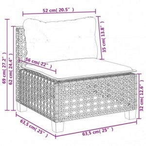 9 részes fekete polyrattan kerti ülőgarnitúra párnákkal