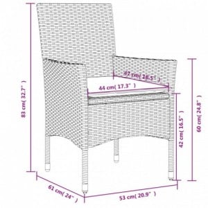 11 részes polyrattan|akácfa kerti étkezőgarnitúra párnákkal