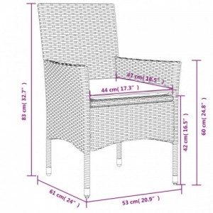 3 részes bézs polyrattan|üveg bisztrógarnitúra párnával