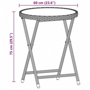 3 részes fekete polyrattan|üveg bisztrógarnitúra párnával