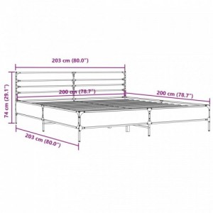 Sonoma tölgyszínű szerelt fa és fém ágykeret 200 x 200 cm