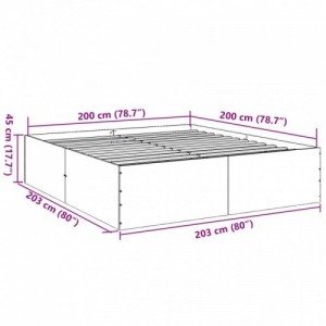 Füstös tölgy színű szerelt fa ágykeret 200 x 200 cm