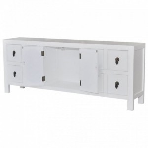 Fehér szerelt fa TV-szekrény 110 x 24 x 48 cm
