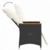 Fekete polyrattan dönthető kerti szék párnával
