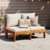 2 személyes tömör akácfa karfa nélküli kerti kanapé párnákkal