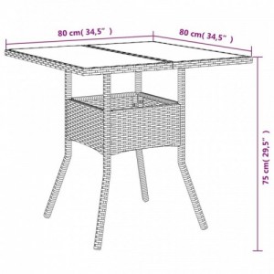 5 részes fekete polyrattan|üveg kerti étkezőgarnitúra párnákkal