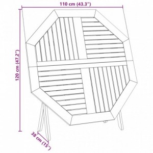 Tömör akácfa összecsukható kerti asztal Ø110x75 cm