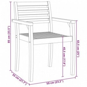 2 db tömör akácfa kerti szék 59 x 55 x 85 cm