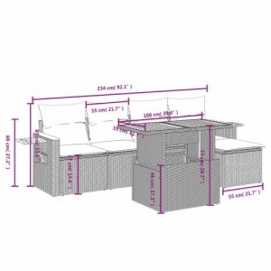 6 részes szürke polyrattan kerti ülőgarnitúra párnákkal