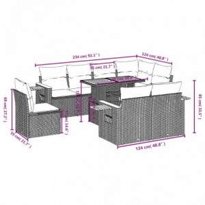 9 részes szürke polyrattan kerti ülőgarnitúra párnákkal