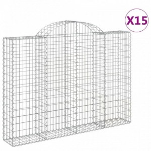 15 db íves horganyzott vas gabion kosár 200x30x140|160 cm