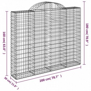 7 db íves horganyzott vas gabion kosár 200x30x160|180 cm