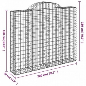 8 db íves horganyzott vas gabion kosár 200x30x160|180 cm