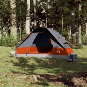 6 személyes szürke-narancssárga vízálló kupolás családi sátor