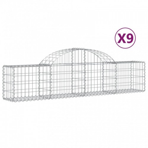 9 db íves horganyzott vas gabion kosár 200x30x40|60 cm