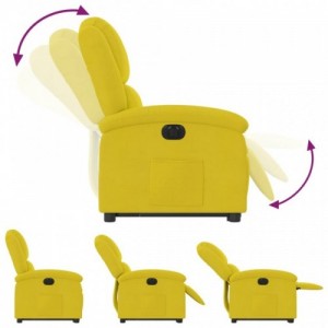 Elektromos felállást segítő sárga bársony dönthető fotel