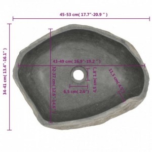 Ovális folyami kő mosdókagyló (45-53) x (34-41) cm