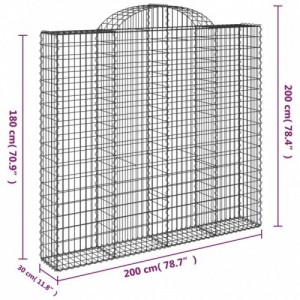 2 db íves horganyzott vas gabion kosár 200x30x180|200 cm