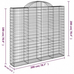 5 db íves horganyzott vas gabion kosár 200x30x180|200 cm