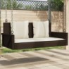 Barna polyrattan hintapad párnával 119 x 56 x 48 cm