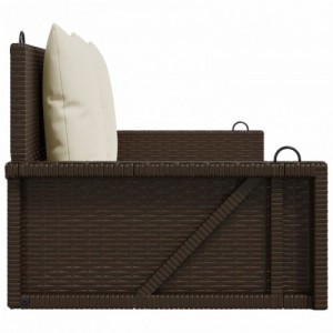 Barna polyrattan hintapad párnával 119 x 56 x 48 cm