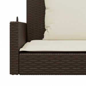 Barna polyrattan hintapad párnával 119 x 56 x 48 cm