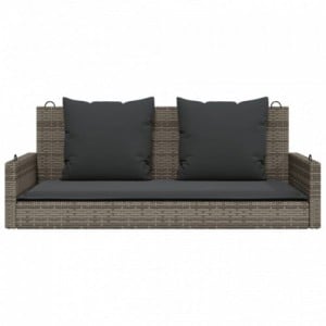 Szürke polyrattan hintapad párnákkal 119x56x48 cm