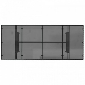 Fekete polyrattan üveglapos kerti asztal 190 x 80 x 75 cm