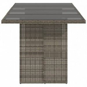 Szürke polyrattan üveglapos kerti asztal 190 x 80 x 75 cm