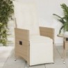 Bézs polyrattan dönthető kerti szék párnákkal