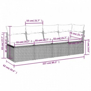 8 részes szürke polyrattan kerti ülőgarnitúra párnákkal