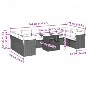 11 részes szürke polyrattan kerti ülőgarnitúra párnákkal