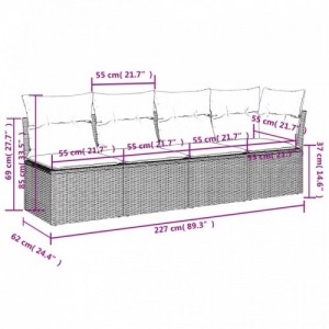 9 részes szürke polyrattan kerti ülőgarnitúra párnákkal