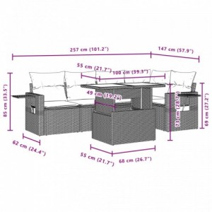 6 részes szürke polyrattan kerti ülőgarnitúra párnákkal