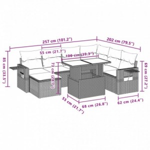 8 részes szürke polyrattan kerti ülőgarnitúra párnákkal