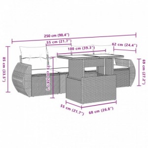 5 részes szürke polyrattan kerti ülőgarnitúra párnákkal