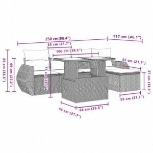 6 részes szürke polyrattan kerti ülőgarnitúra párnákkal