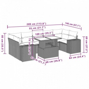 8 részes szürke polyrattan kerti ülőgarnitúra párnákkal