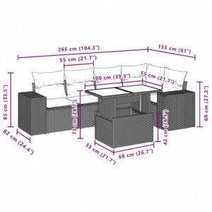 6 részes szürke polyrattan kerti ülőgarnitúra párnákkal