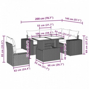 6 részes szürke polyrattan kerti ülőgarnitúra párnákkal