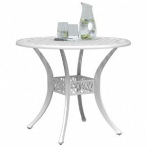 Fehér öntött alumínium kerti asztal Ø90x75 cm